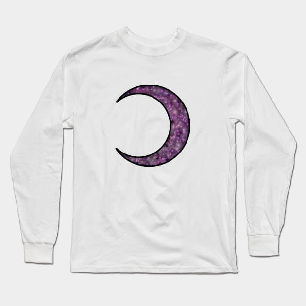 Galaxy Crescent Moon - Crescent Moon Facing Left - Galaxy Waxing Crescent Long Sleeve T-Shirt by Tilila